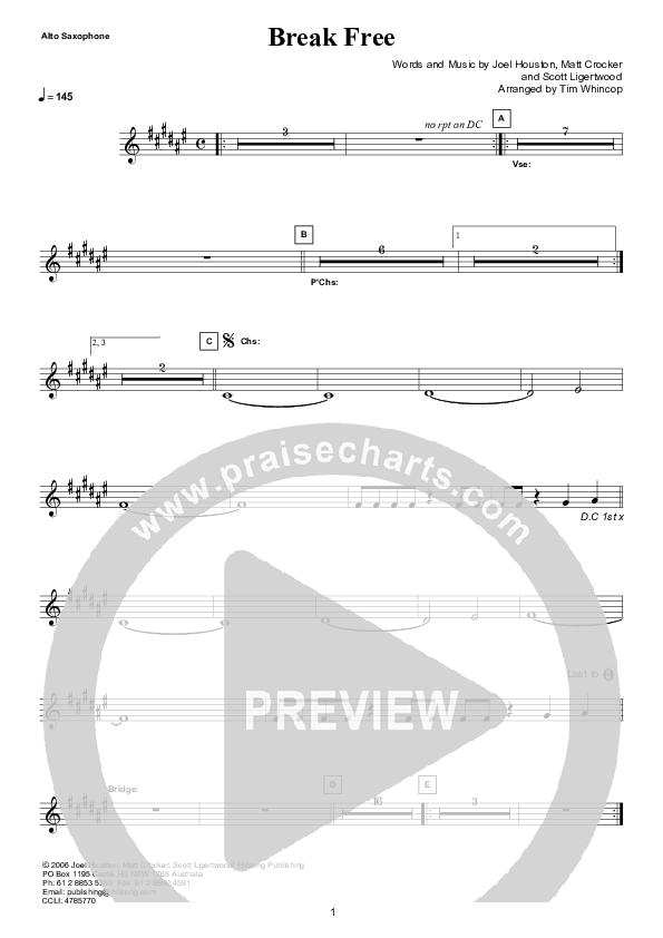 Break Free (Instrumental) Alto Sax (Hillsong Worship)