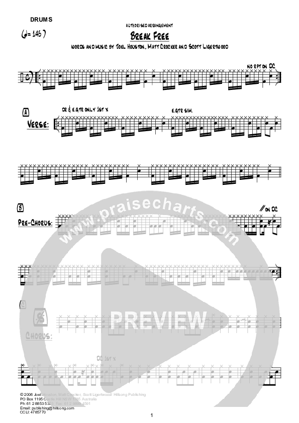 Break Free (Instrumental) Drum Set (Hillsong Worship)