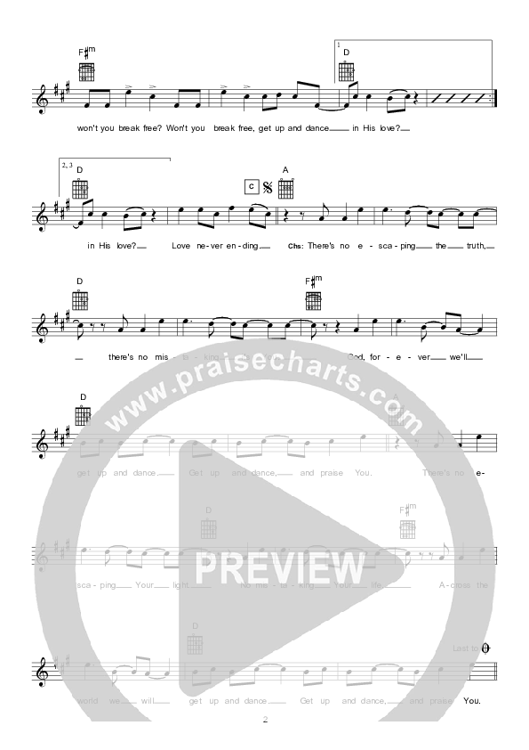 Break Free (Instrumental) Lead Sheet (Hillsong Worship)