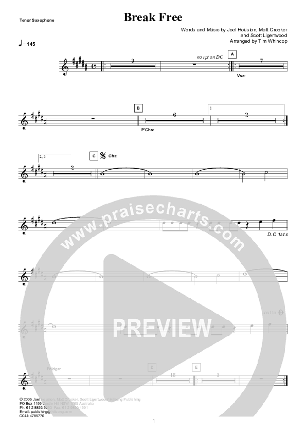 Break Free (Instrumental) Tenor Sax 2 (Hillsong Worship)