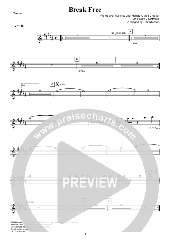 Break Free (Instrumental) Trumpet (Hillsong Worship)