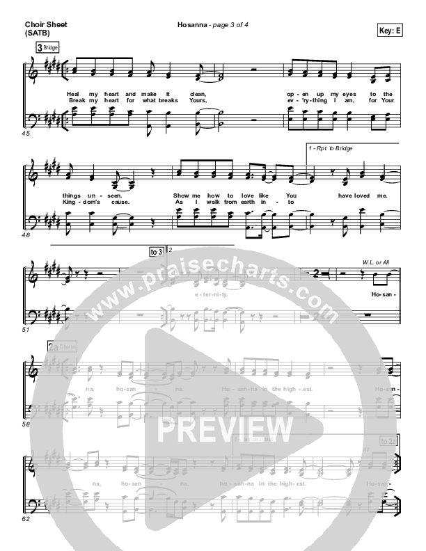 Hosanna Choir Sheet (SATB) (Hillsong Worship)