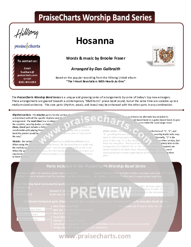 Hosanna Cover Sheet (Hillsong Worship)