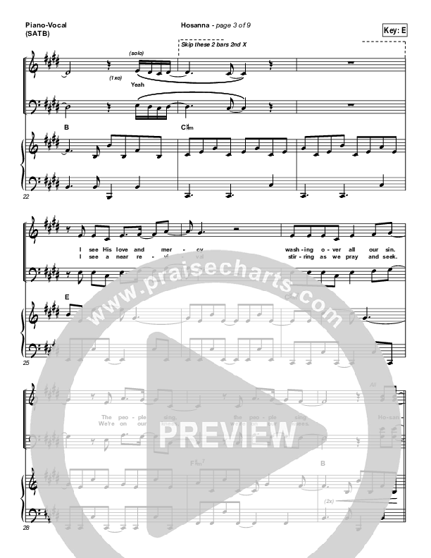 Hosanna Piano/Vocal (SATB) (Hillsong Worship)
