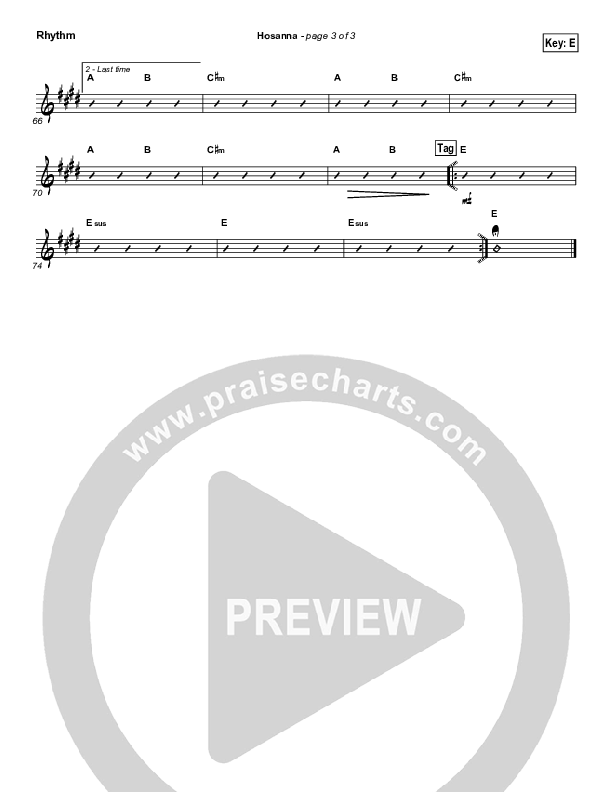 Hosanna Rhythm Chart (Hillsong Worship)