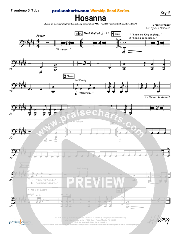 Hosanna Trombone 3/Tuba (Hillsong Worship)