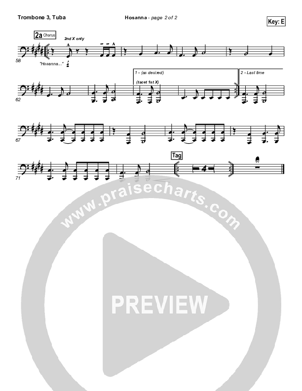 Hosanna Trombone 3/Tuba (Hillsong Worship)