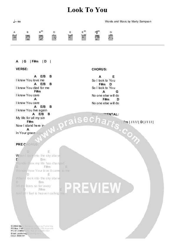 Look To You Chord Chart (Hillsong Worship)