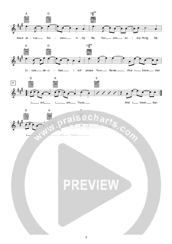 My Future Decided (Instrumental) Lead Sheet (Hillsong Worship)