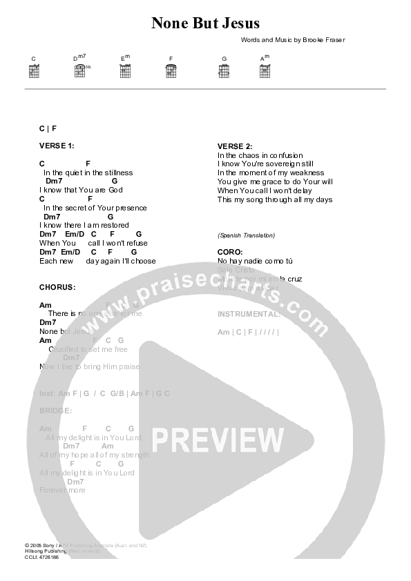 None But Jesus Chord Chart (Hillsong Worship)