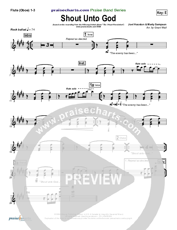 Shout Unto God Flute/Oboe 1/2/3 (Hillsong Worship)
