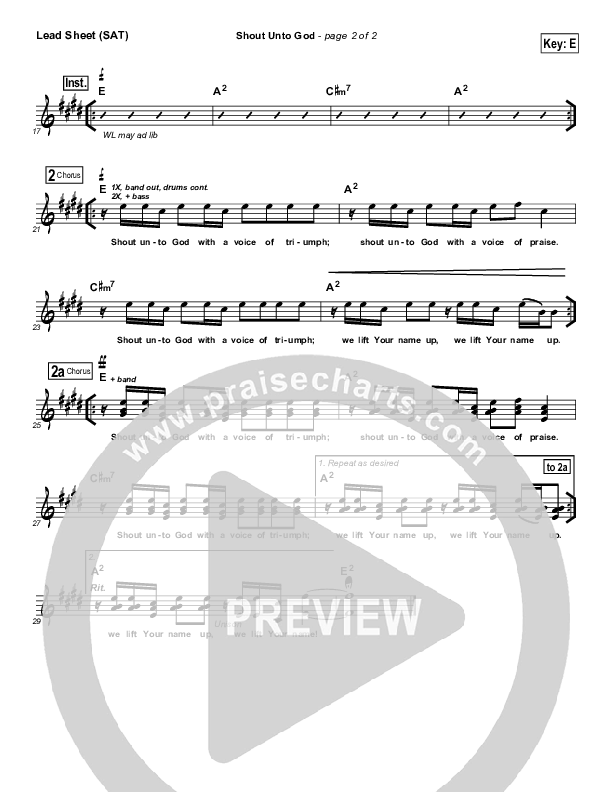 Shout Unto God Lead Sheet (SAT) (Hillsong Worship)