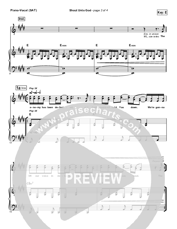 Shout Unto God Piano/Vocal (SAT) (Hillsong Worship)