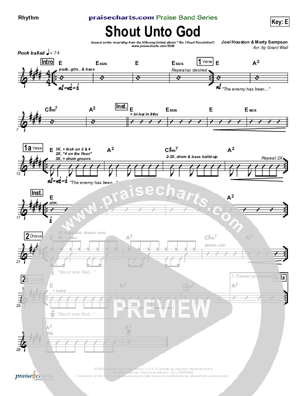 Shout Unto God Rhythm Chart (Hillsong Worship)