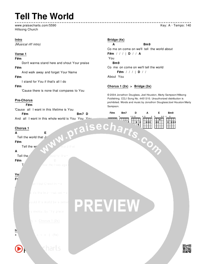 Tell The World Chords & Lyrics (Hillsong Worship)