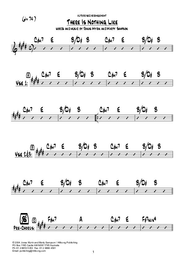 There Is Nothing Like (Instrumental) Chord Chart (Hillsong Worship)
