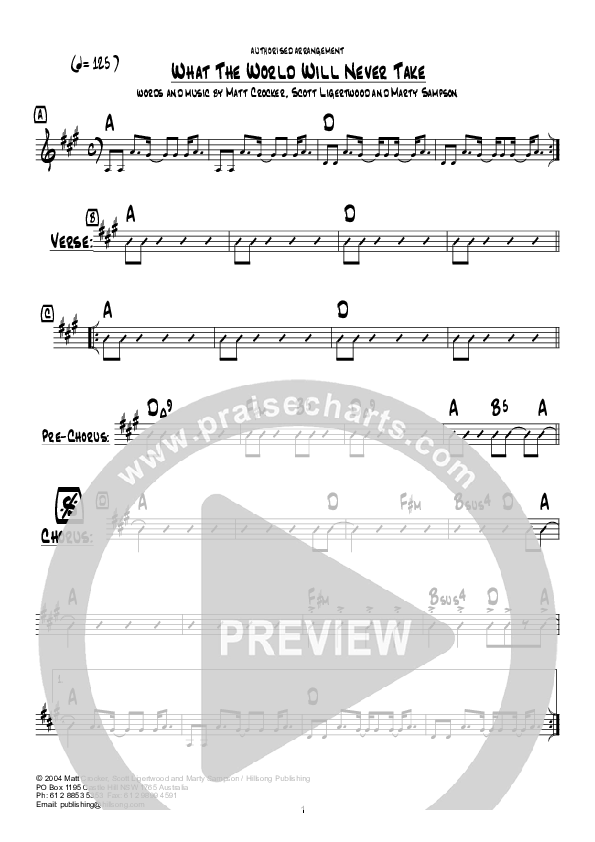 What The World Will Never Take Chord Chart (Hillsong Worship)