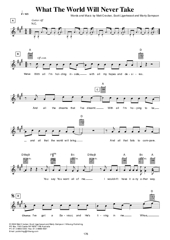 What The World Will Never Take Lead Sheet (Hillsong Worship)