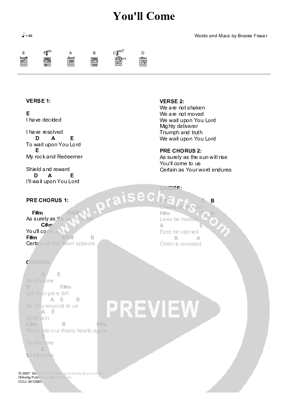 You'll Come Chords & Lyrics (Hillsong Worship)