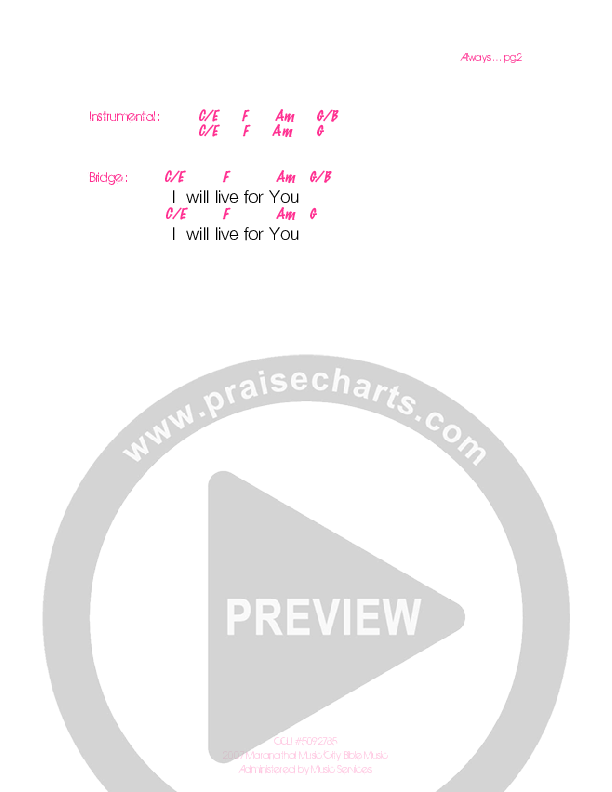 Always Chord Chart (Generation Unleashed)