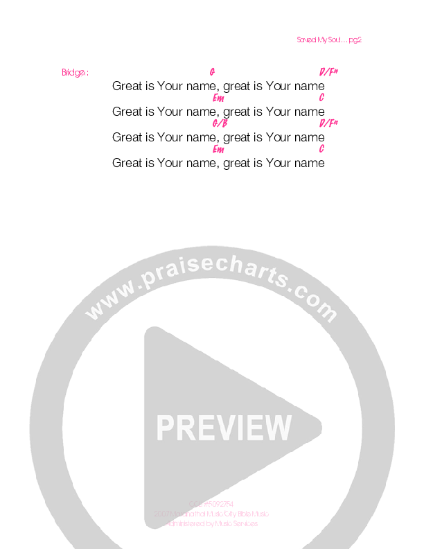 Saved My Soul Chord Chart (Generation Unleashed)