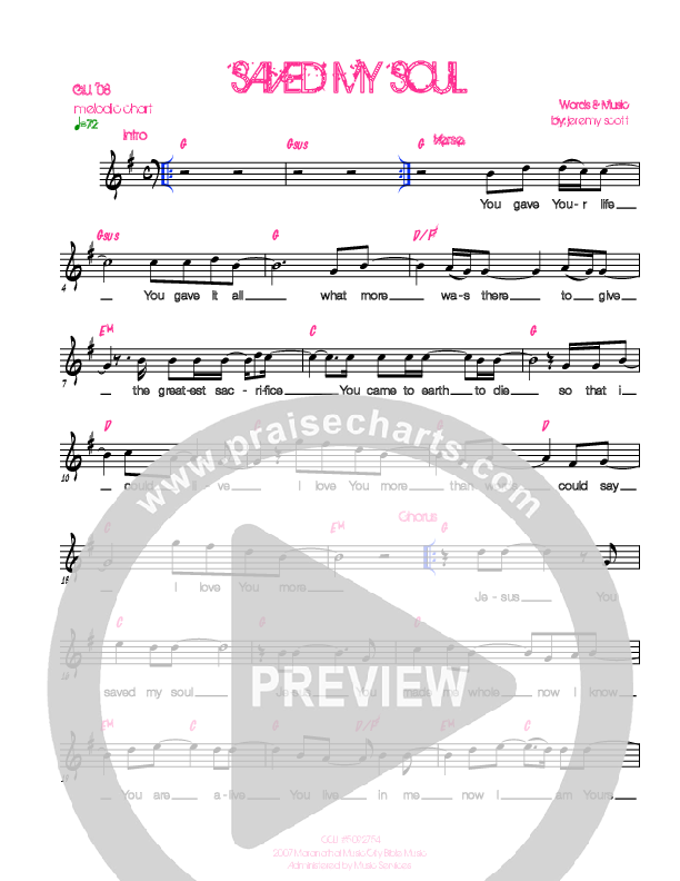 Saved My Soul Lead Sheet (Generation Unleashed)