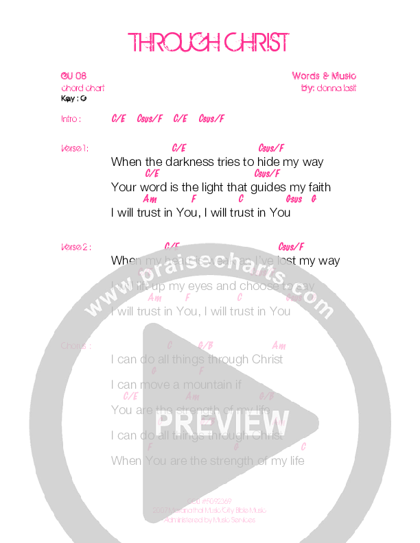 Through Christ Chords & Lyrics (Generation Unleashed)