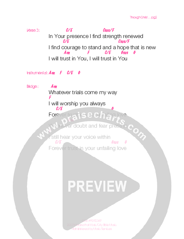 Through Christ Chords & Lyrics (Generation Unleashed)