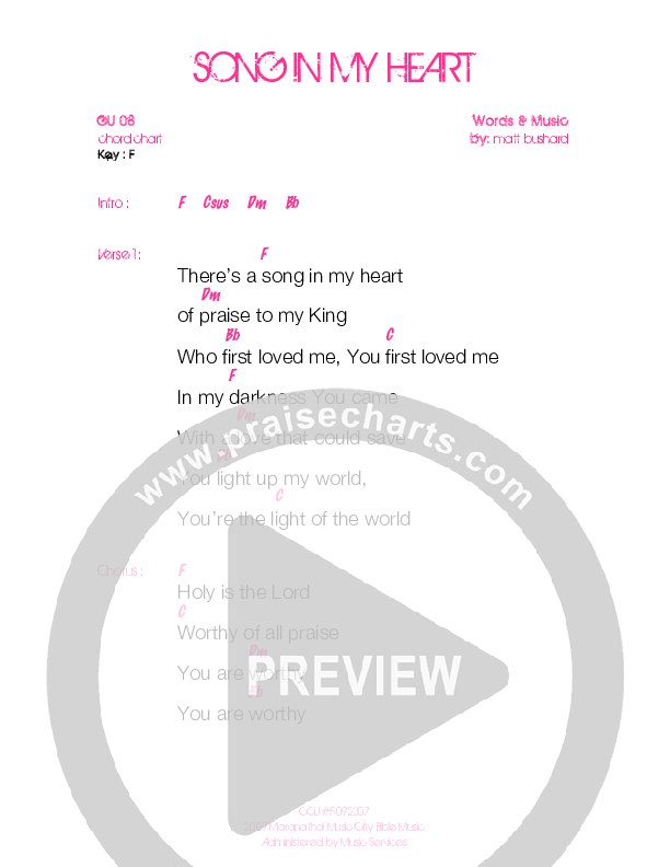 Song In My Heart Chords & Lyrics (Generation Unleashed)