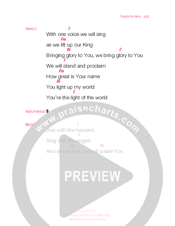 Song In My Heart Chords & Lyrics (Generation Unleashed)