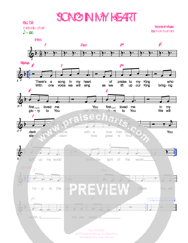 Song In My Heart Lead Sheet (Generation Unleashed)