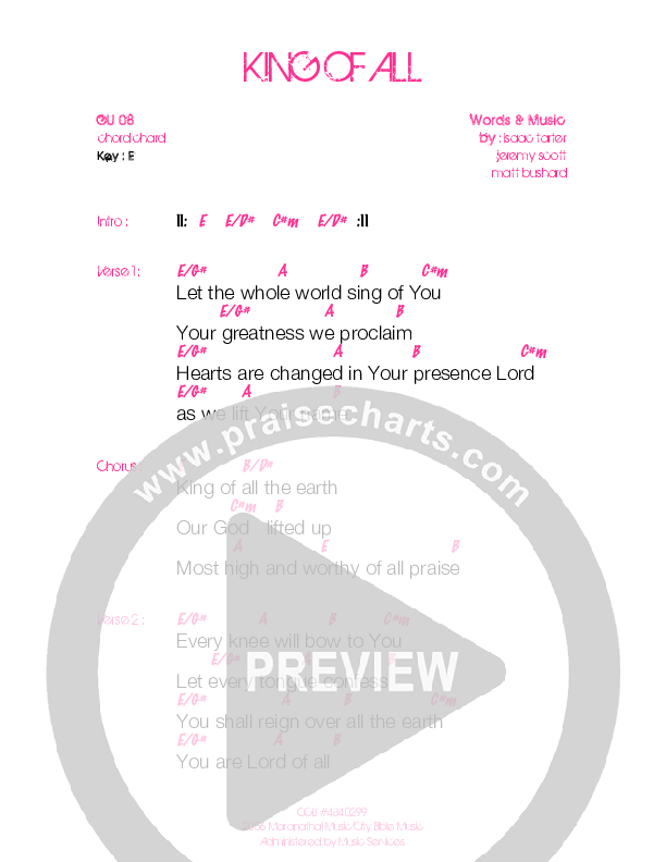 King Of All Chord Chart (Generation Unleashed)