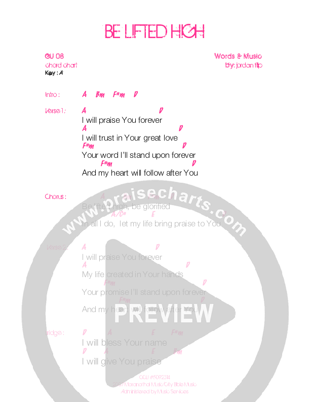 Be Lifted High Chord Chart (Generation Unleashed)