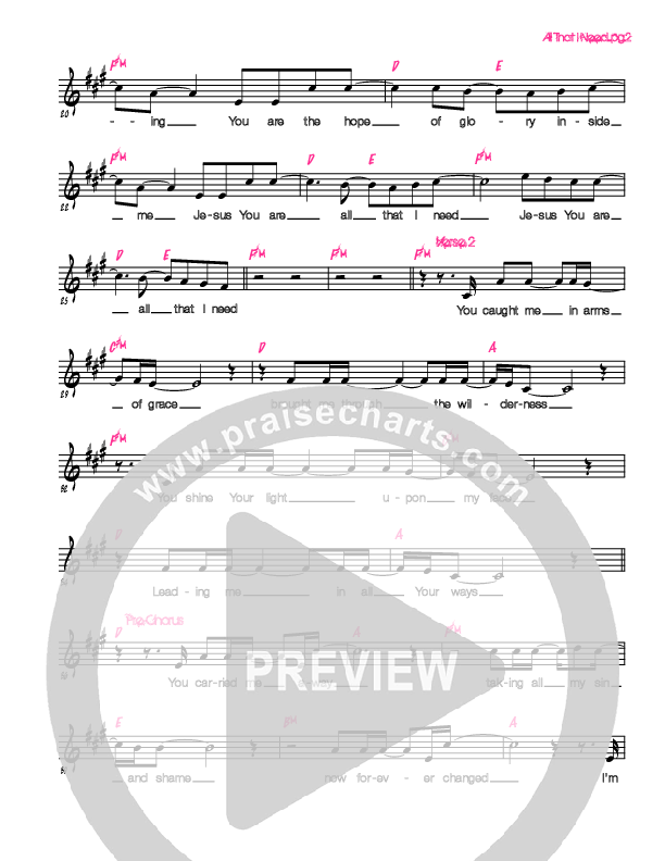All That I Need Lead Sheet (Generation Unleashed)