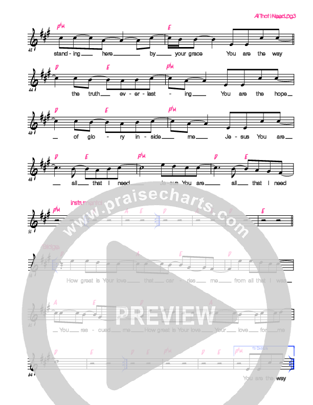All That I Need Lead Sheet (Generation Unleashed)