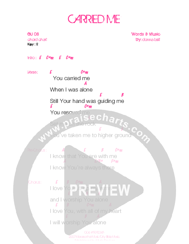 Carried Me Chords & Lyrics (Generation Unleashed)