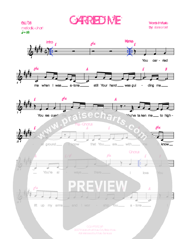 Carried Me Lead Sheet (Generation Unleashed)