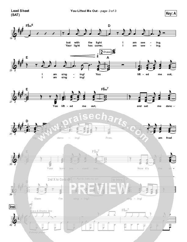 You Lifted Me Out Lead Sheet (Chris Tomlin)