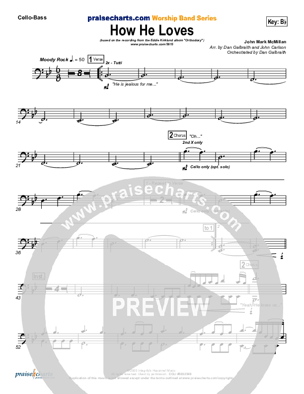 How He Loves Cello/Bass (Eddie Kirkland)