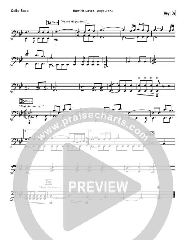 How He Loves Cello/Bass (Eddie Kirkland)