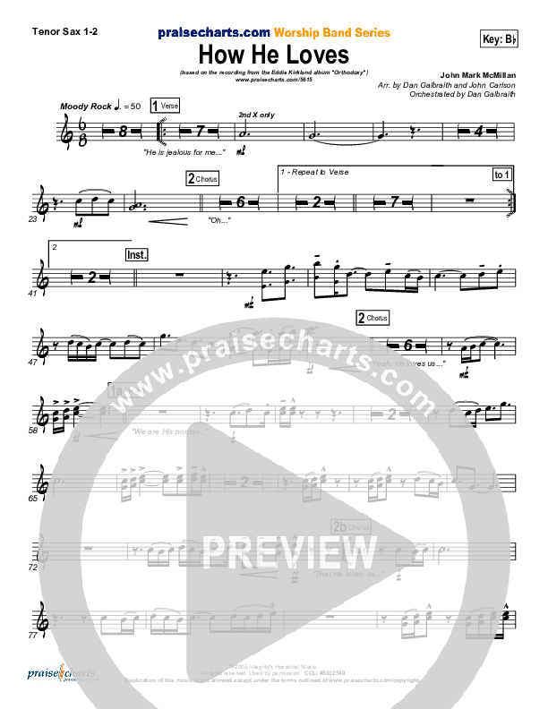 How He Loves Tenor Sax 1/2 (Eddie Kirkland)