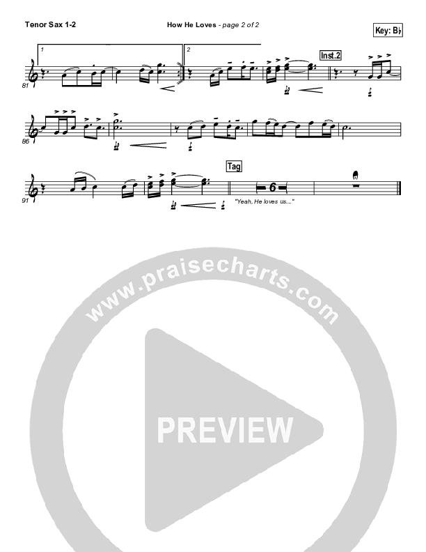 How He Loves Tenor Sax 1/2 (Eddie Kirkland)