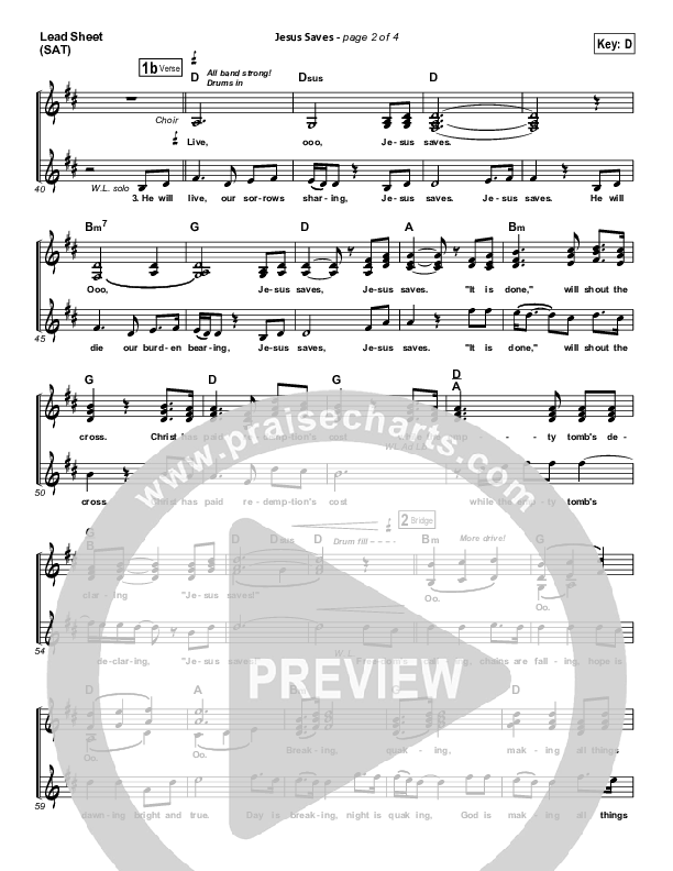 Jesus Saves Lead Sheet (Travis Cottrell)