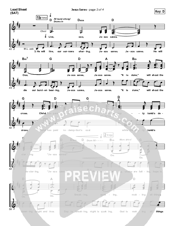 Jesus Saves Lead Sheet (SAT) (Travis Cottrell)