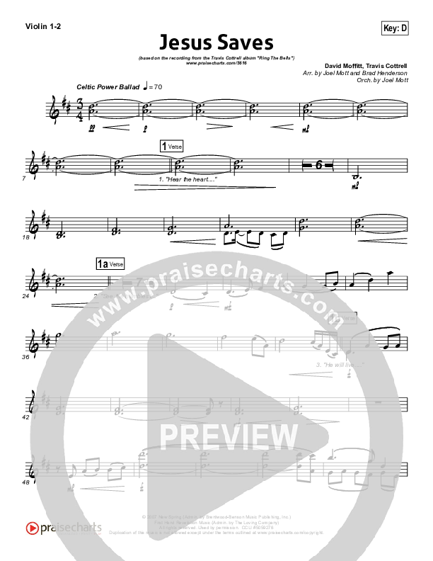 Jesus Saves Violin 1/2 (Travis Cottrell)