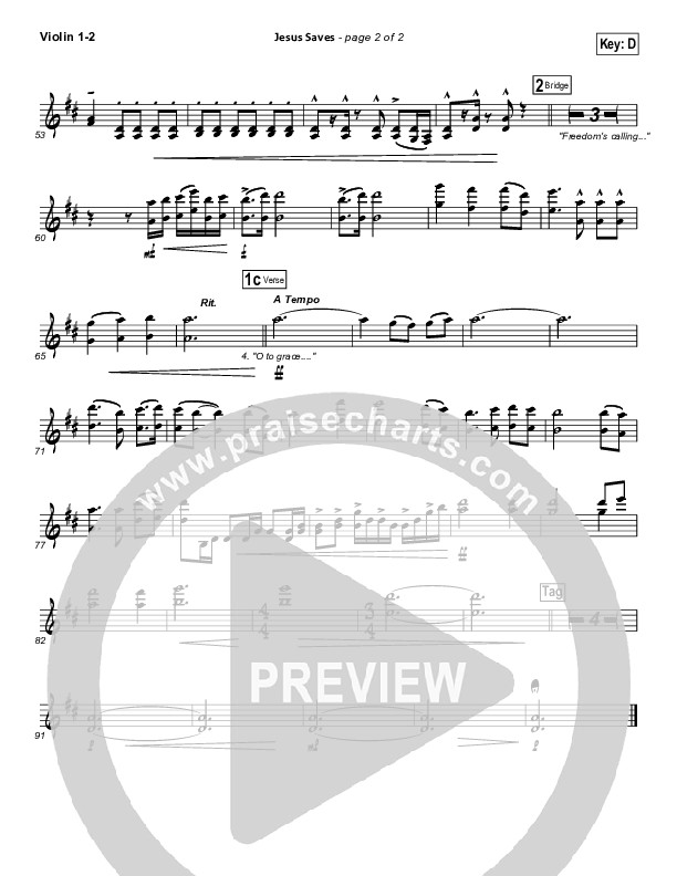 Jesus Saves Violin 1/2 (Travis Cottrell)