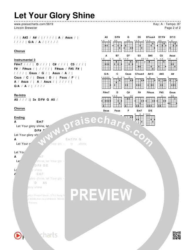Let Your Glory Shine Chords & Lyrics (Lincoln Brewster)