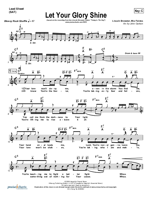 Let Your Glory Shine Lead (SAT) (Lincoln Brewster)