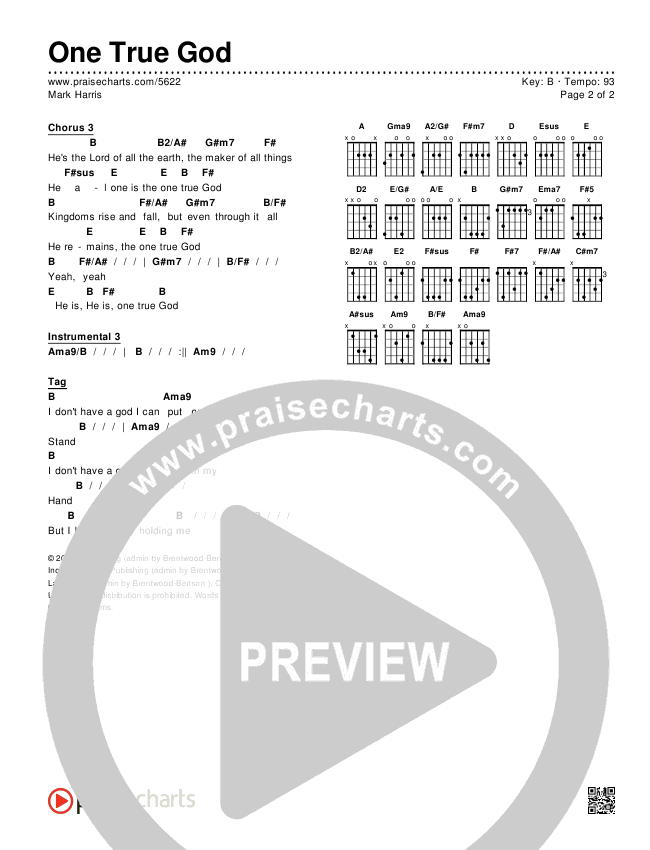 One True God Chords & Lyrics (Mark Harris)
