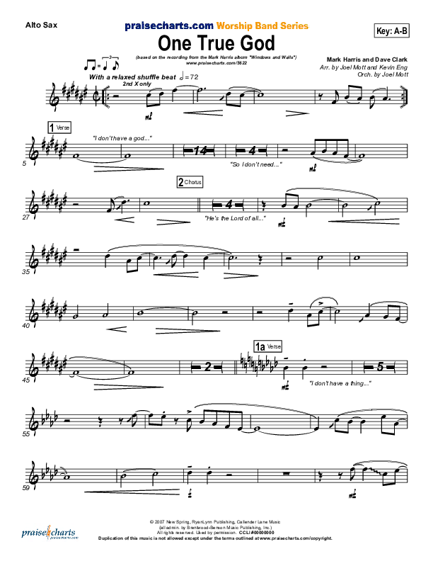 One True God Alto Sax (Mark Harris)